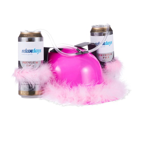 Pink party drinking beer - 4x,