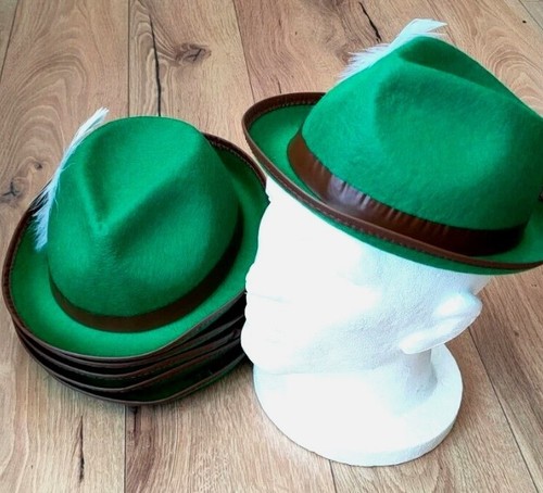 Six green trilby hats - six, beer