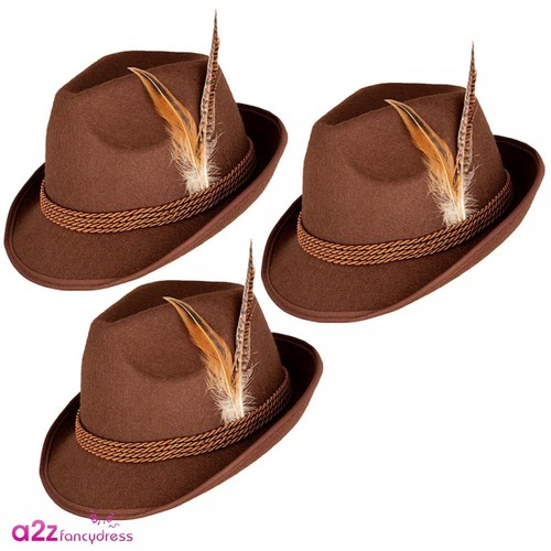 Mens brown oktobefest hats - 3, x
