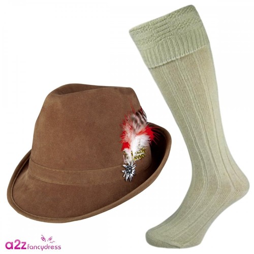 Mens brown suede bavarian hat - brown,